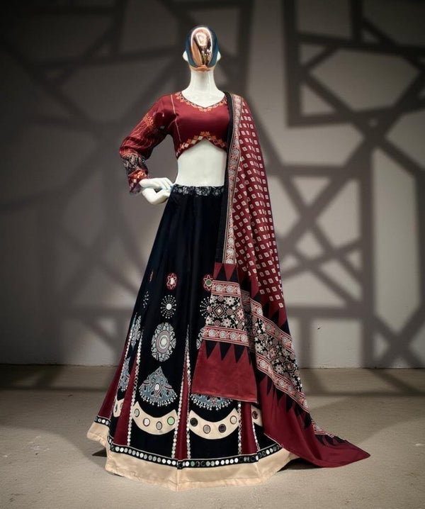 Red & Black Traditional Printed Garba Chaniya Choli