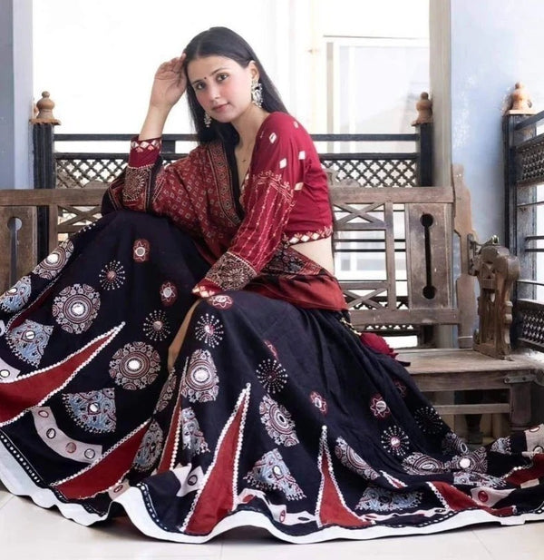 Red & Black Traditional Printed Garba Chaniya Choli