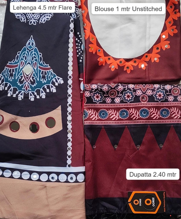 Red & Black Traditional Printed Garba Chaniya Choli
