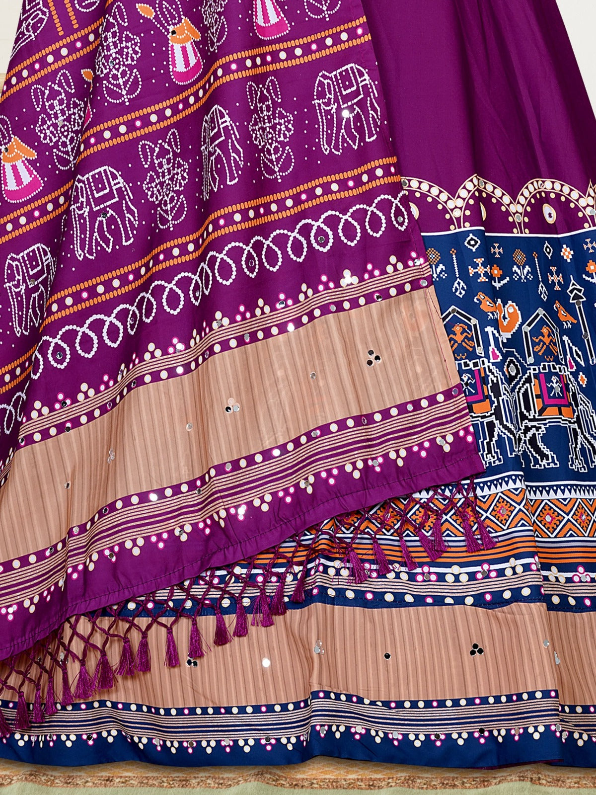 Purple & Blue Traditional Printed Garba Chaniya Choli