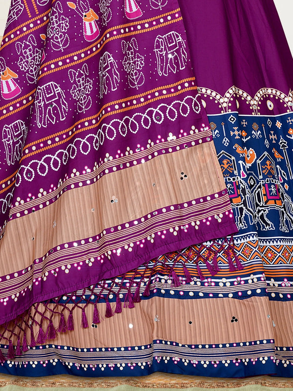 Purple & Blue Traditional Printed Garba Chaniya Choli