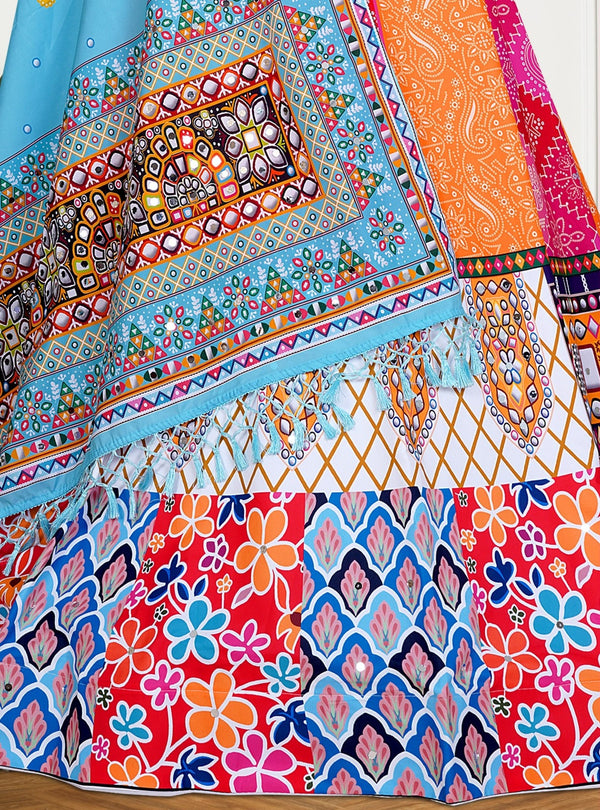 Multicolor Traditional Printed Garba Chaniya Choli with Dupatta